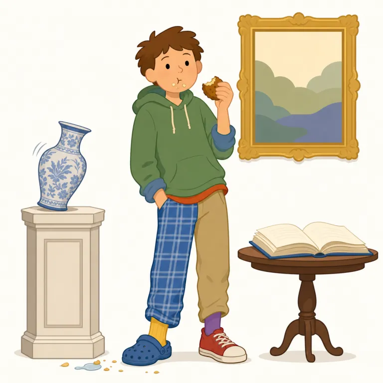 uncultured（教養のない・形容詞）の覚え方イラスト — この「教養のない」は、単に見た目やデザインが洗練されていないという基本義とは別に、人の知識、趣味、礼儀作法に文化的な厚みが感じられないという評価で覚えます