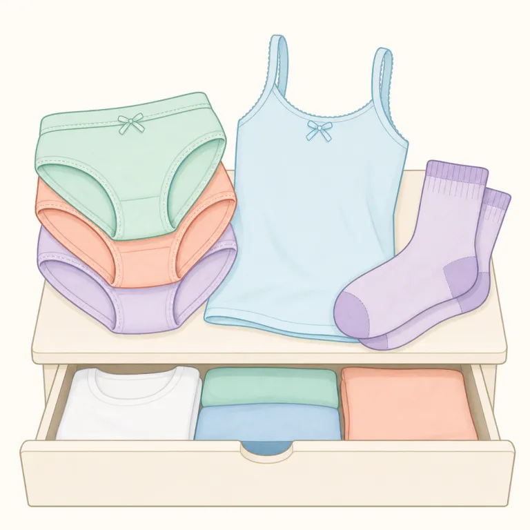 undergarment（下着・名詞）の覚え方イラスト — under と garment をそのまま重ねて、「服の under にある garment」と見ると覚えやすいです