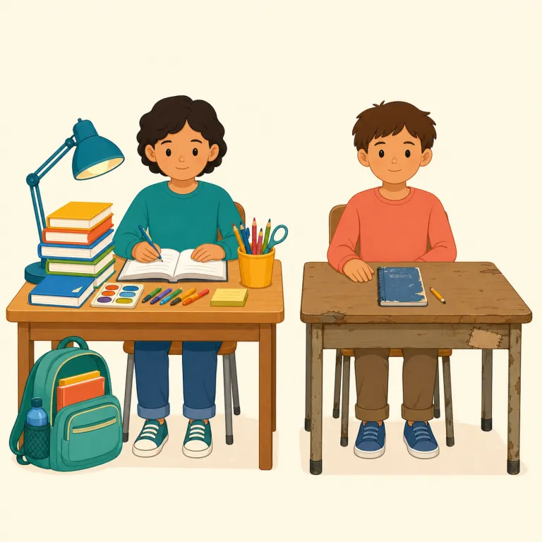 underprivileged（恵まれない・形容詞）の覚え方イラスト — まず privileged を「特権や恵みを持つ」と押さえると、underprivileged は under- が付いて「その恵みが十分でない」と組み立てて覚え…