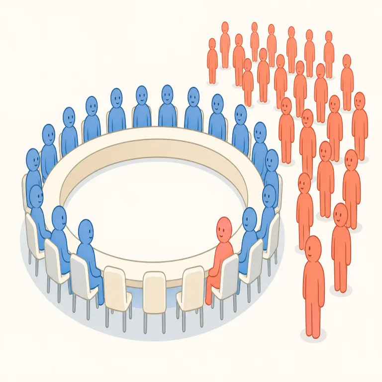 underrepresentation（過少代表・名詞）の覚え方イラスト — under + representation で、「代表されている状態」が under で足りない、と分けると覚えやすい