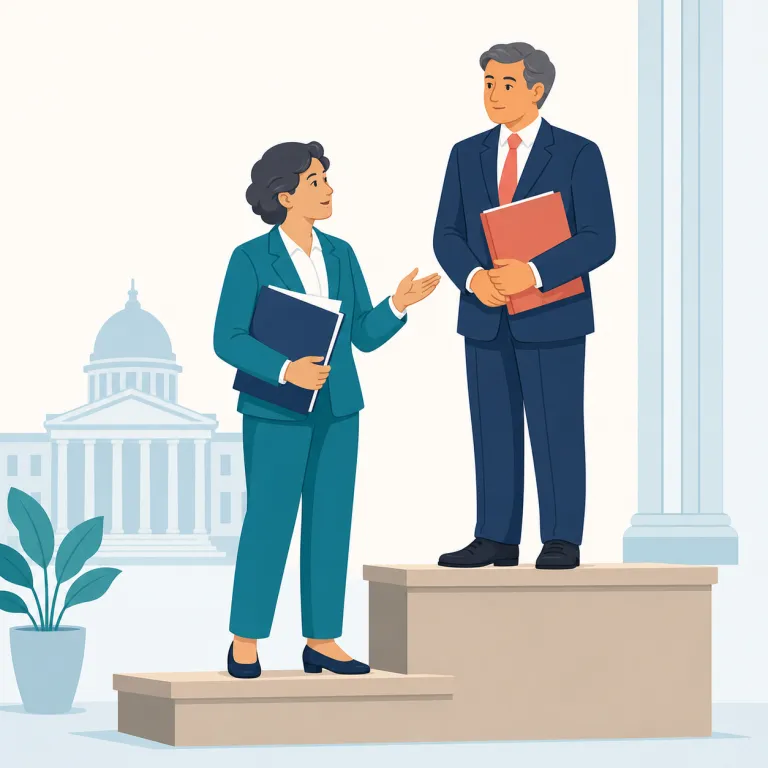 undersecretary（次官・名詞）の覚え方イラスト — undersecretary は、まず secretary を「長官・大臣を補佐する高官」として押さえ、その under が付いて「その一段下のポスト」と考えると覚えやすい…