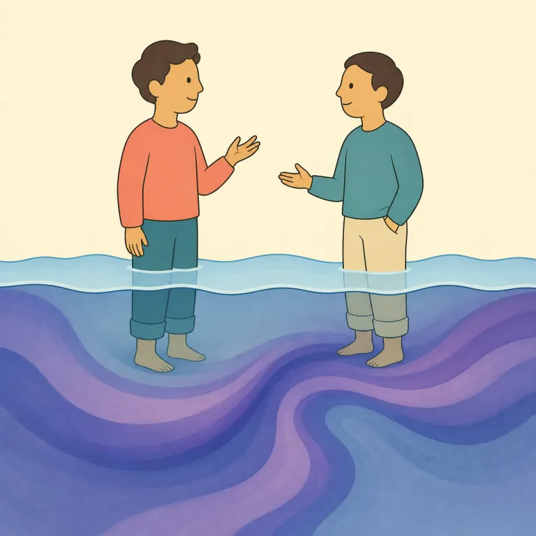 undertone（低い声・名詞）の覚え方イラスト — under は「下」、tone は「声の調子・音色」なので、undertone は普通の話し声の下に抑えた tone と考えると覚えやすいです