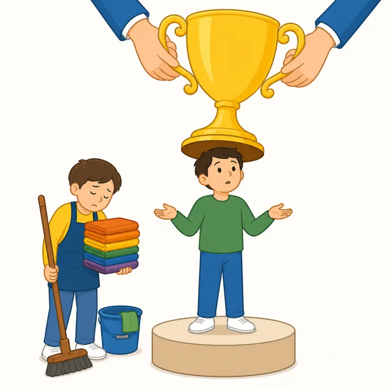 undeserved（不当な・形容詞）の覚え方イラスト — deserve は「値する、受けるにふさわしい」という意味です