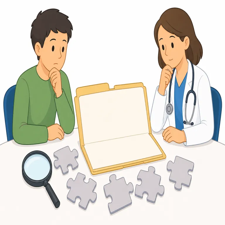 undiagnosed（未診断の、診断されていない・形容詞）の覚え方イラスト — まず diagnose / diagnosis / diagnostic の仲間だと押さえると覚えやすいです