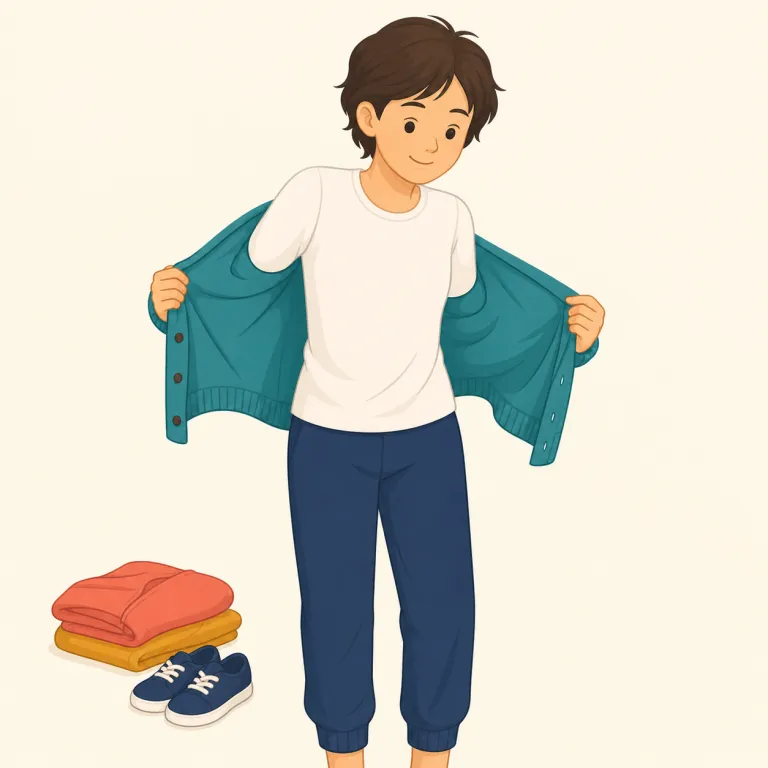 undress（服を脱ぐ・動詞）の覚え方イラスト — un- は英語で「外す・元に戻す」の働きが多く、undo, unlock, untie を知っていれば undress も「dressした状態を外す」と考えると覚えやすいです