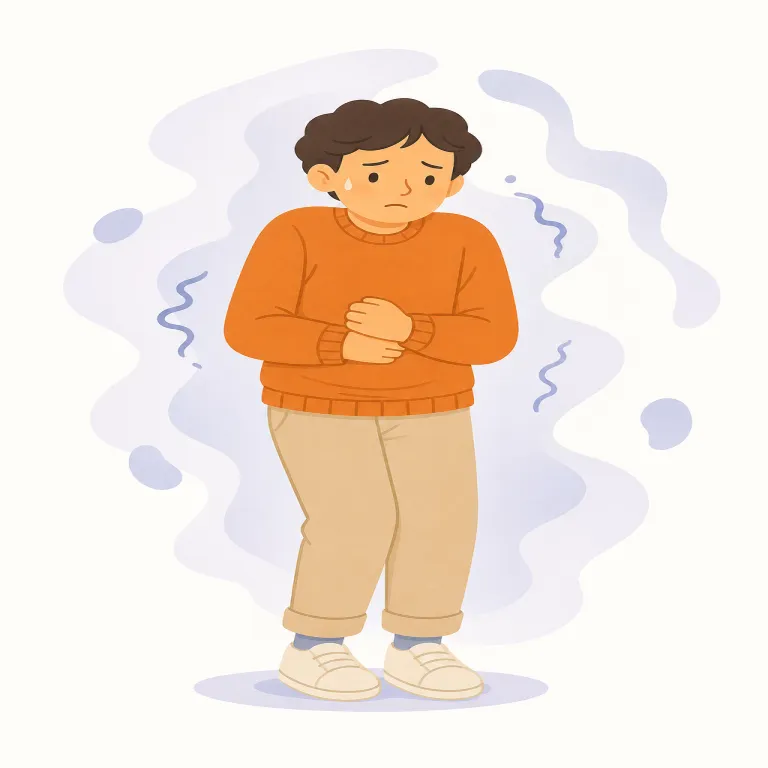 uneasiness（不安・名詞）の覚え方イラスト — easy が「気楽・楽な」、uneasy が「落ち着かない」