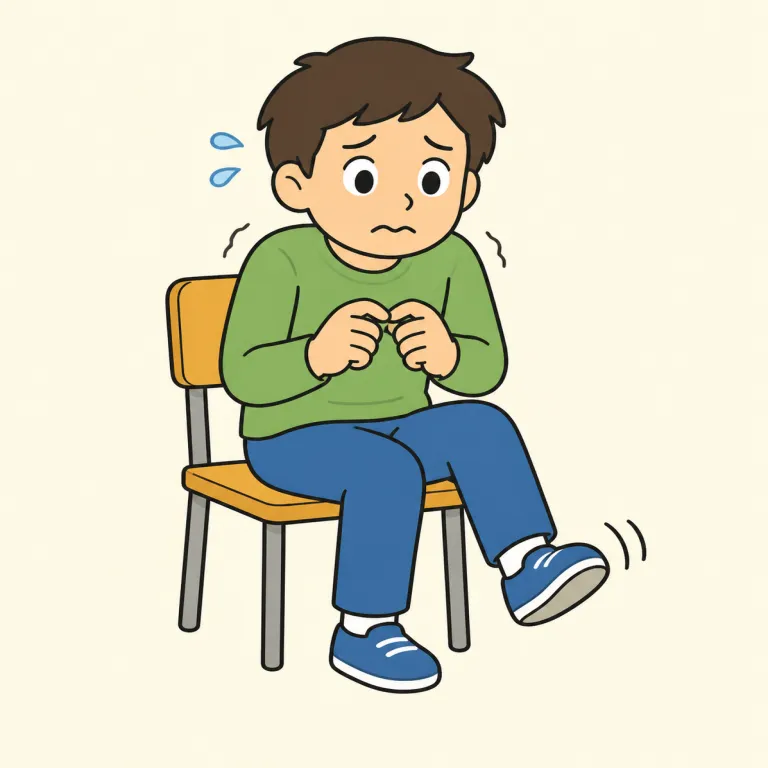 uneasy（落ち着かない・adjective）の覚え方イラスト