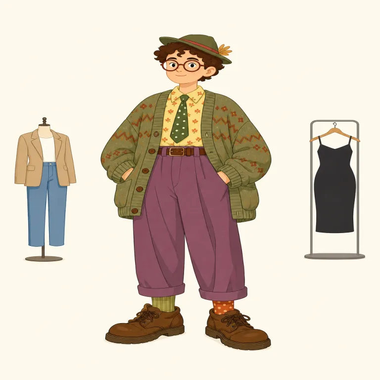 unfashionable（流行遅れの・形容詞）の覚え方イラスト — `fashion` は「流行」、`fashionable` は「流行に合った・おしゃれな」です