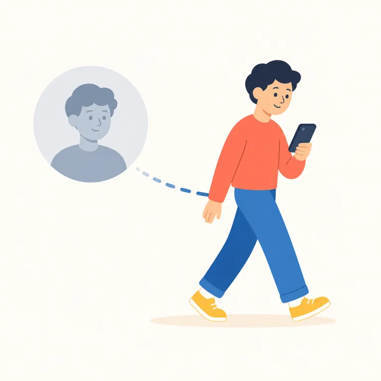 unfollow（フォローを解除する・動詞）の覚え方イラスト — follow が「追う・フォローする」と分かれば、先頭の un- を「元に戻す・取り消す」と見て、「フォロー状態を外す」と捉えると覚えやすいです
