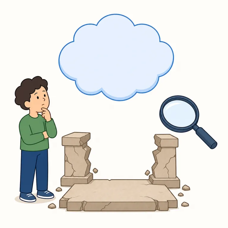 unfounded（根拠のない・形容詞）の覚え方イラスト — まず foundation「土台」を思い出すと覚えやすい語です