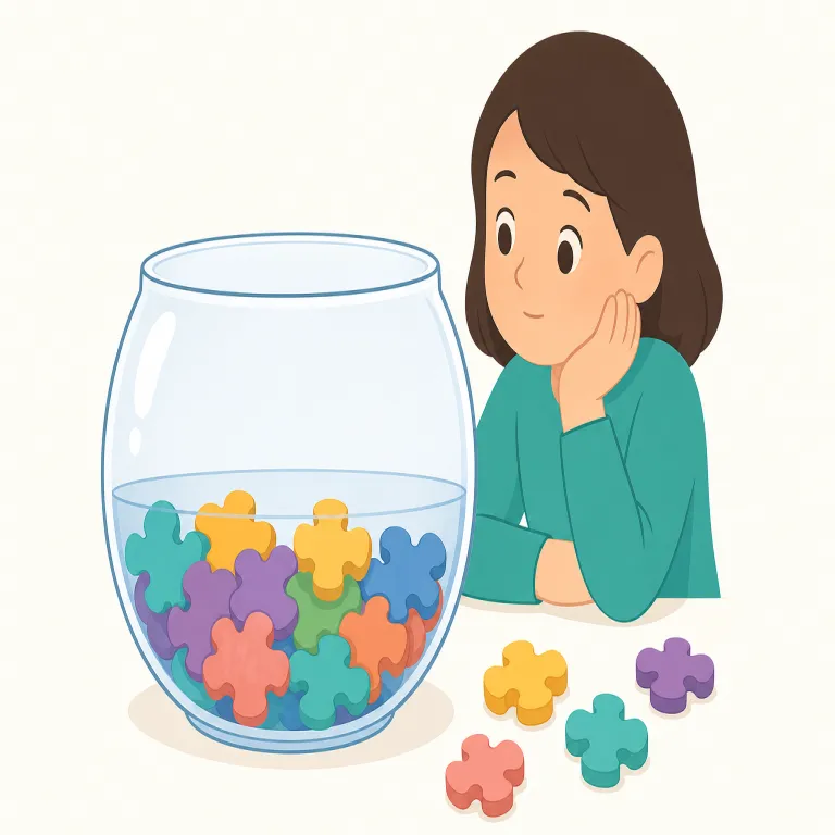unfulfilled（満たされていない・形容詞）の覚え方イラスト — fulfilled は「満たされた、実現した」で、full や fill と同じく「いっぱいになる」感覚につながります