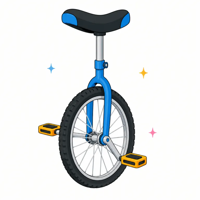 unicycle（一輪車・名詞）の覚え方イラスト — bicycle（二輪車）を知っていれば、先頭の uni- を「1つ」と捉えるだけで意味に届きます