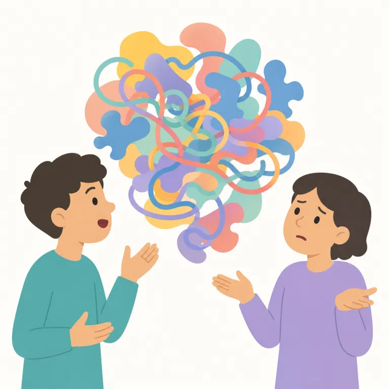 unintelligible（理解できない・形容詞）の覚え方イラスト — intelligent / intelligence と同じ intelli- 系で、「頭で内容をつかむ」仲間だと覚えると残りやすいです