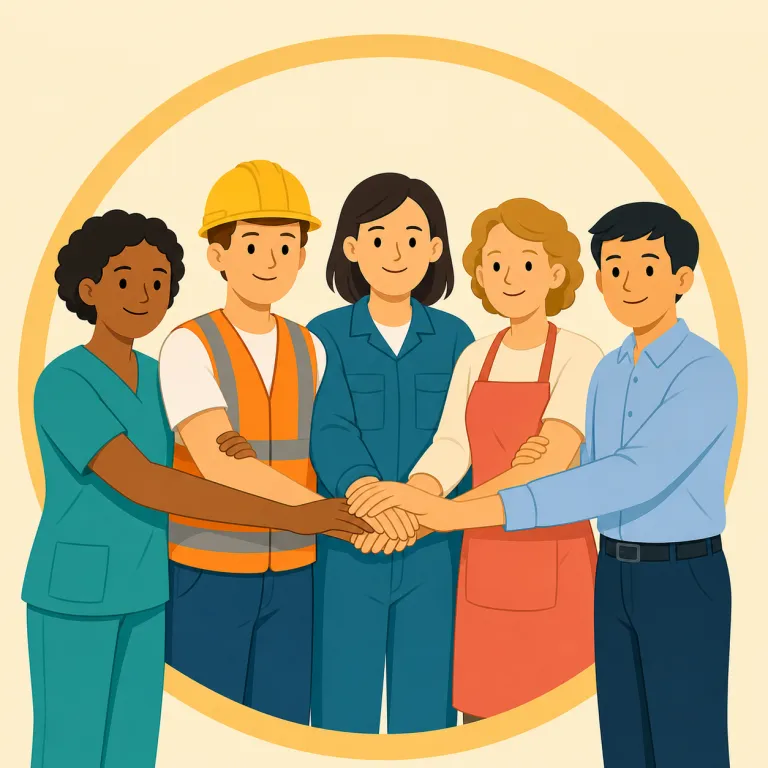 unionized（労働組合に加入している・形容詞）の覚え方イラスト — 核は union「組合・団結」です