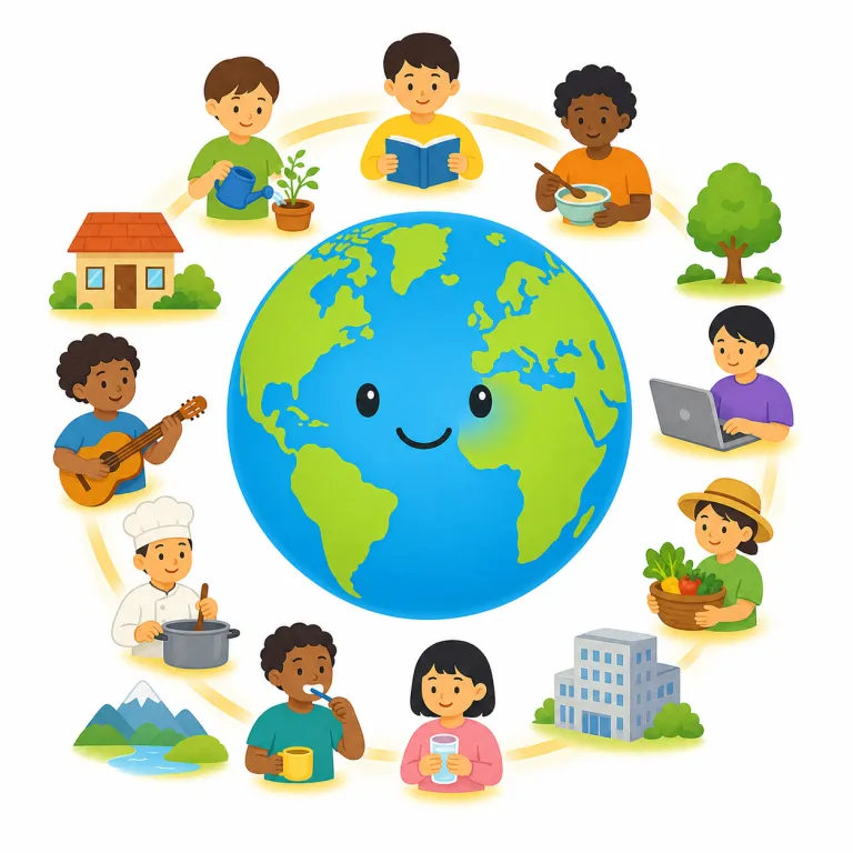 universal（普遍的な・形容詞）の覚え方イラスト — この universal は「全世界の」という地理的な広がりではなく、「時代や場所、個人差を越えて広く成り立つ」という抽象的な意味で使う