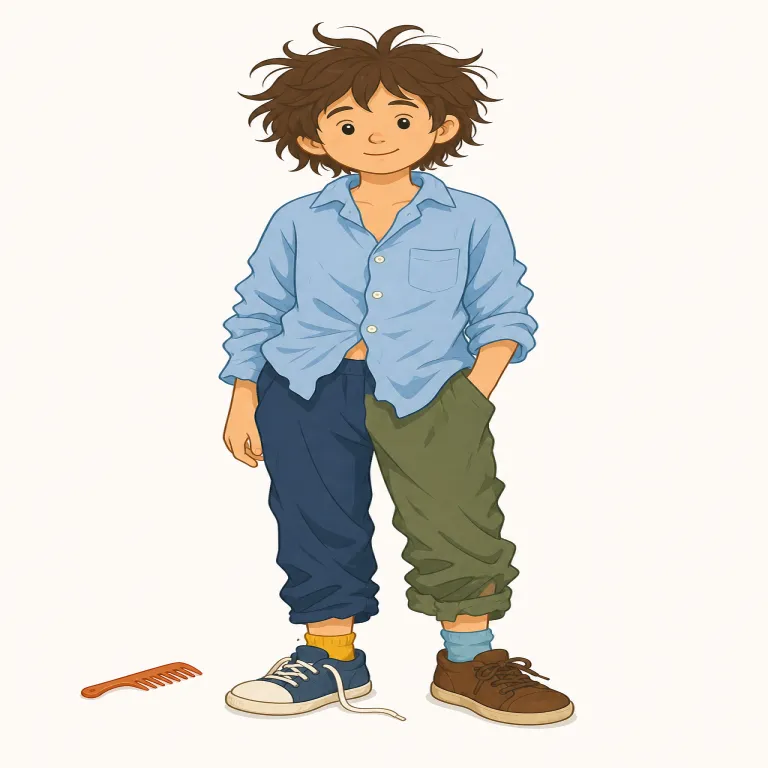 unkempt（だらしない・形容詞）の覚え方イラスト — まず un- が付くので、「望ましくない状態」「整っていない状態」を表す形容詞だと当たりを付ける