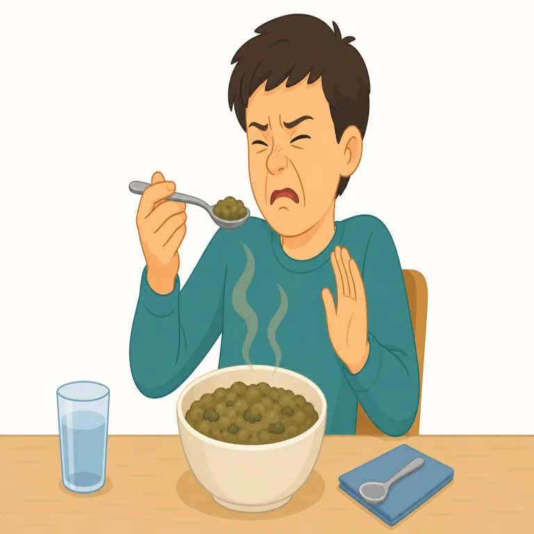 unpalatable（口に合わない・形容詞）の覚え方イラスト — まずは palatable を一語で押さえると覚えやすいです
