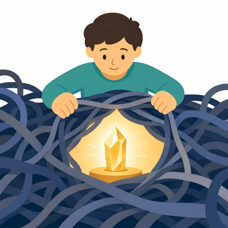unravel（明かす・verb）の覚え方イラスト