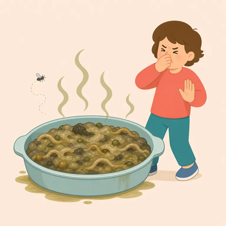 unsavory（不快な・形容詞）の覚え方イラスト — savory を「風味がよい・食欲をそそる」と押さえると、un- が付いた unsavory はまず「おいしそうでない」が核になります