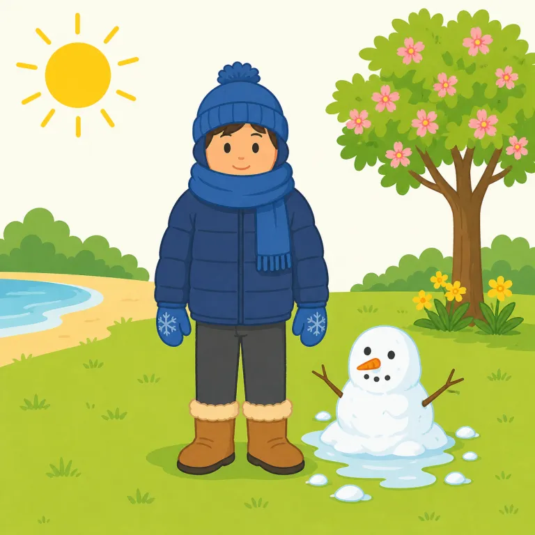unseasonable（季節外れの・形容詞）の覚え方イラスト — un- は「否定」、season は「季節」、seasonal は「季節の」と分かれば、unseasonable はそのまま「季節らしくない」と組み立てて覚えられる