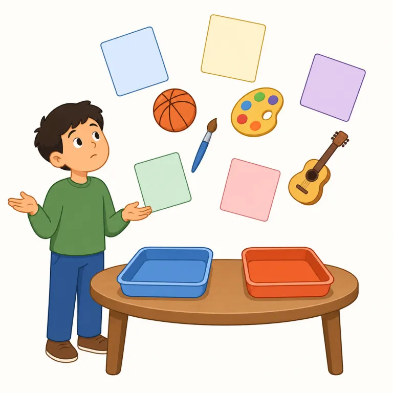 up in the air（未定で・イディオム）の覚え方イラスト — "up in the air" は、予定・結論・交渉結果などがまだ着地していない場面と結びつけると覚えやすい表現です