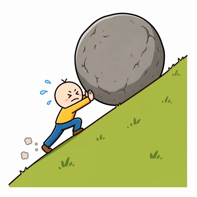 uphill（困難な・形容詞）の覚え方イラスト