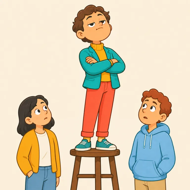 uppity（生意気な・形容詞）の覚え方イラスト — up が核