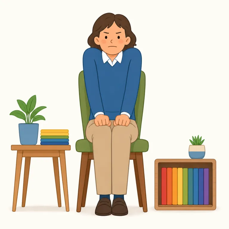 uptight（神経質な、ピリピリした・形容詞）の覚え方イラスト — tight は「きつい・張りつめた」