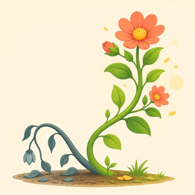upturn（好転・名詞）の覚え方イラスト — `up` は「上へ」、`turn` は「向きが変わる」