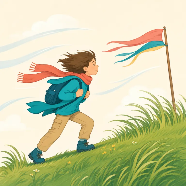 upwind（風上に、風に向かって・副詞）の覚え方イラスト — upwind は up + wind で「風の来る側へ」と分解して覚えるのが最短です