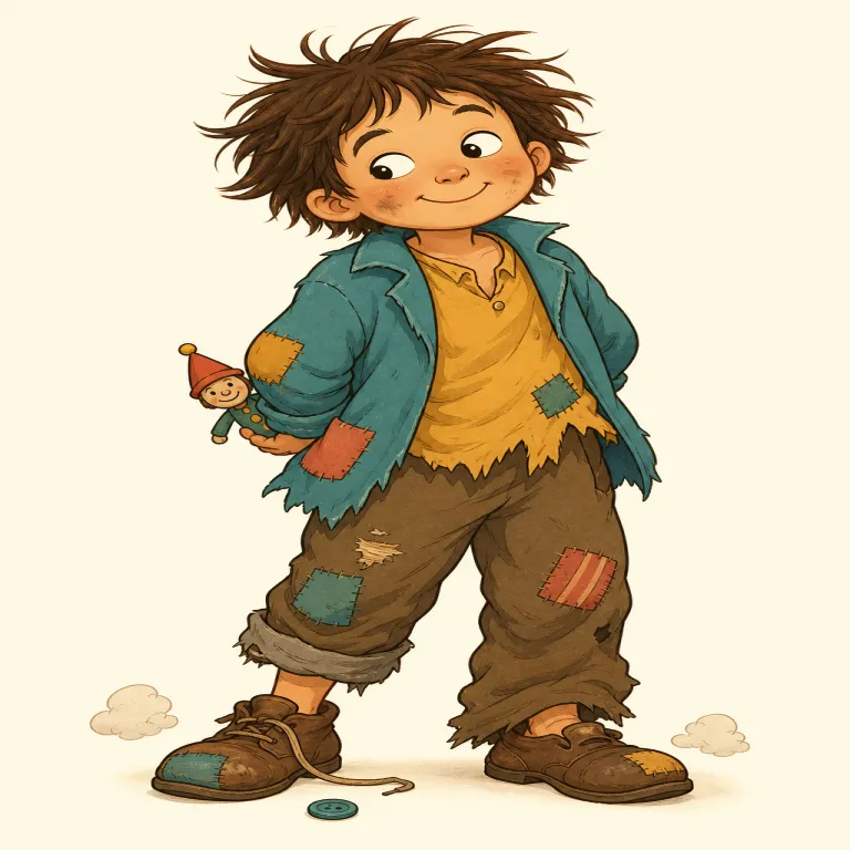 urchin（いたずらな子供、みすぼらしい子供・名詞）の覚え方イラスト — 道で元気に走り回り、ちょっといたずらをする子供を思い浮かべましょう