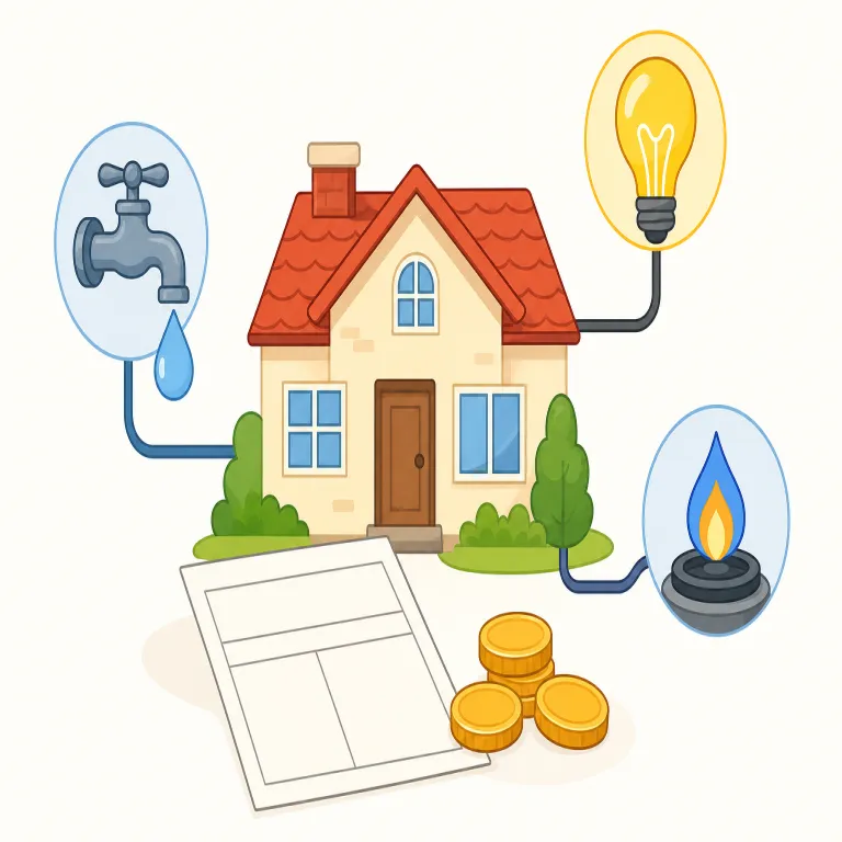 utility（公共料金・noun）の覚え方イラスト