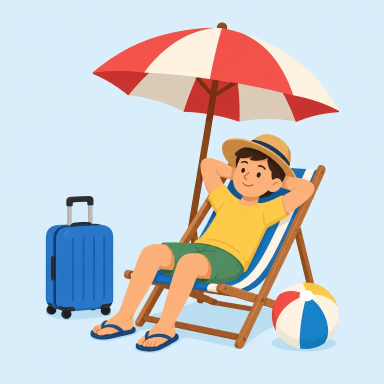 vacation（休暇・名詞）の覚え方イラスト — まずは知っている語とのつながりで覚えると残りやすいです