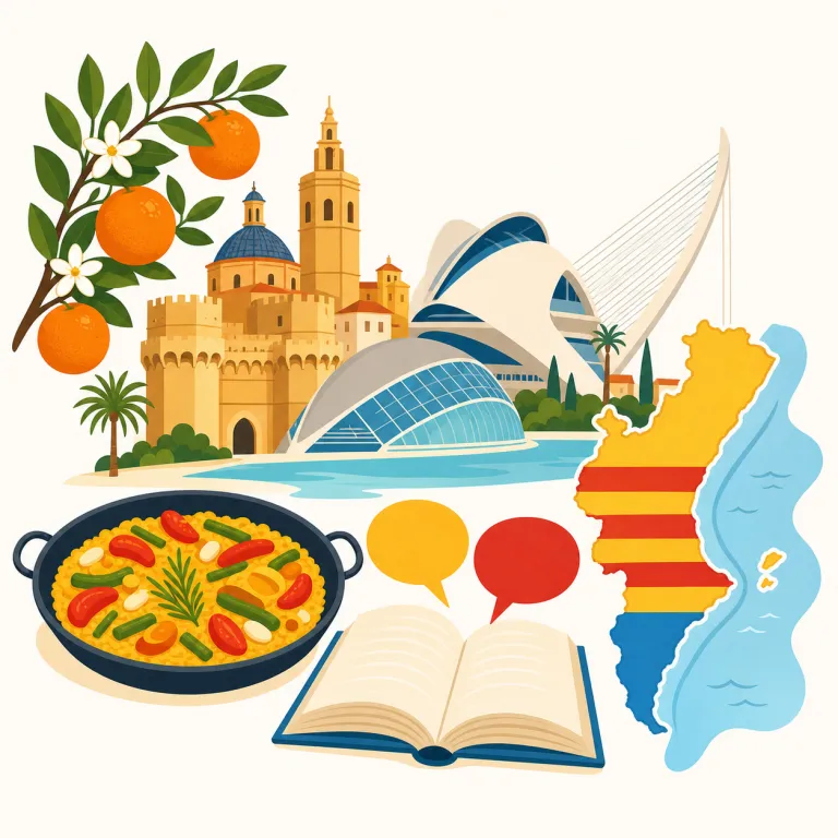 valencian（バレンシアの／バレンシア語の・形容詞）の覚え方イラスト — 「Valencia（バレンシア）」という地名が見えたら、そのまま土台にして地名＋-an / -ian で「その土地の・その土地に属する」を作る形だと覚えると…