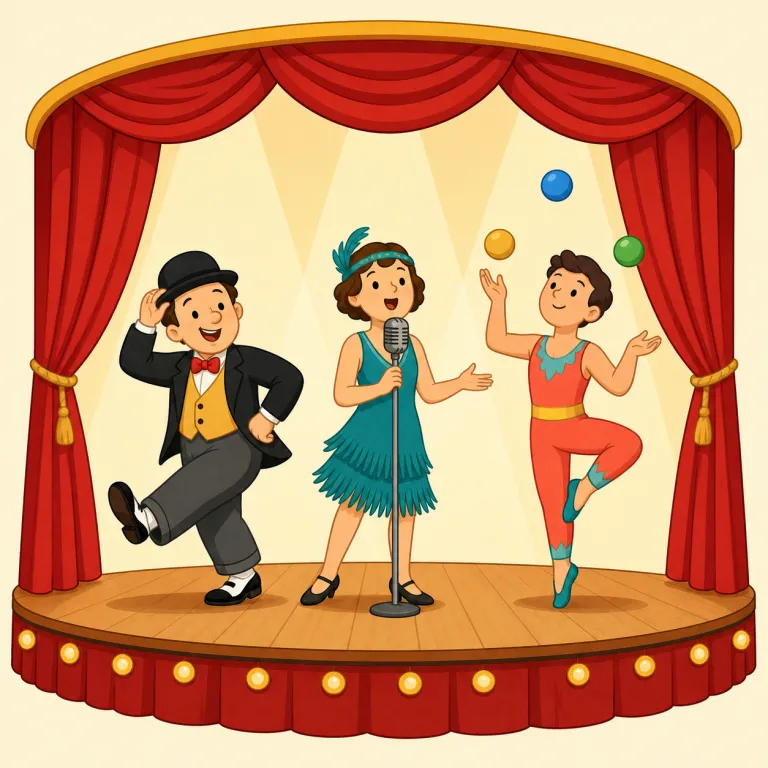 vaudeville（ボードビル・名詞）の覚え方イラスト