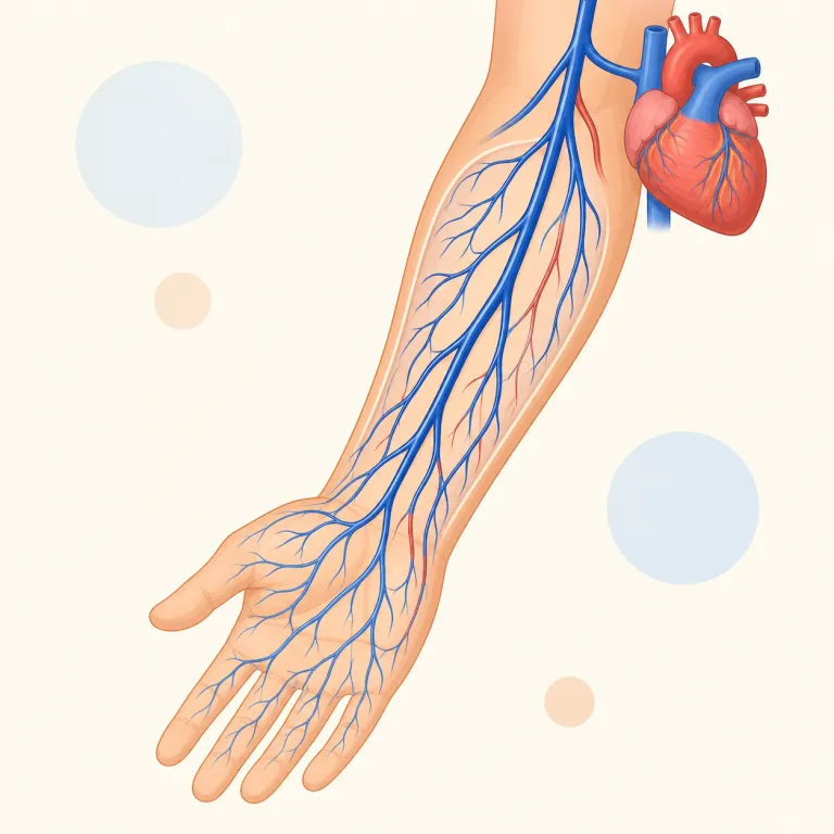 venous（静脈性の・形容詞）の覚え方イラスト — vein（静脈）を知っていれば、その形容詞版が venous と押さえると覚えやすいです