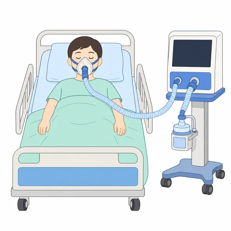 ventilator（人工呼吸器・noun）の覚え方イラスト