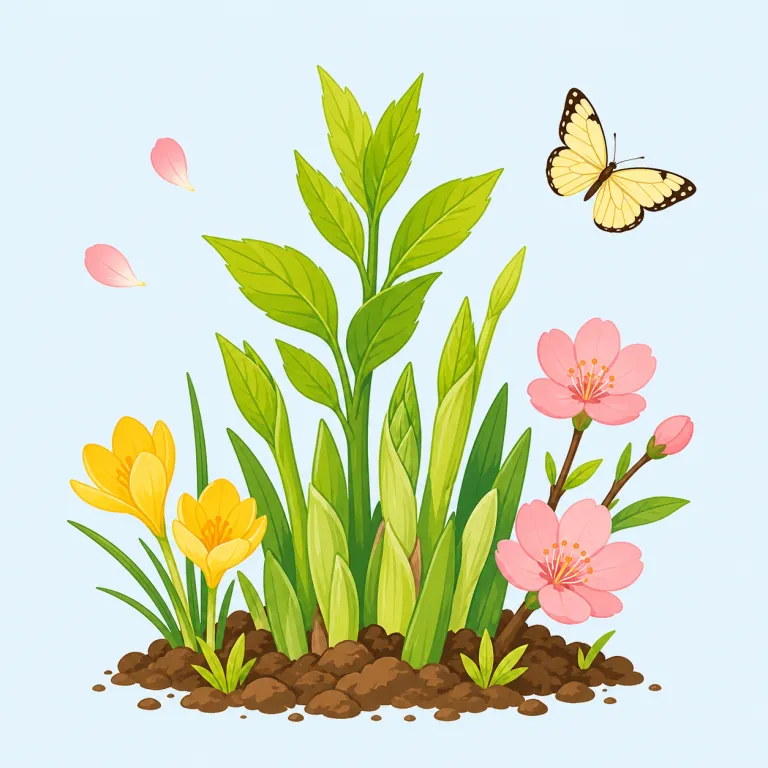vernal（春の・形容詞）の覚え方イラスト — 日常会話では spring が圧倒的に普通で、vernal は「春を少し硬く・文章語っぽく言う形容詞」と置くと覚えやすいです