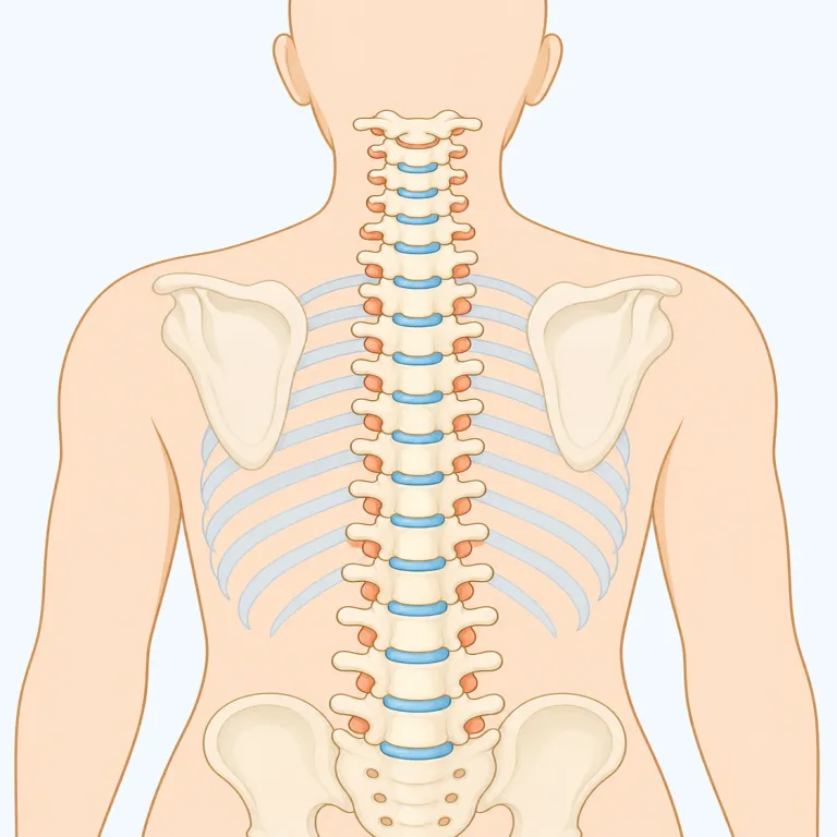 vertebral（脊椎の・形容詞）の覚え方イラスト — -al は「〜に関する」を作る定番の形容詞語尾なので、まず vertebra + -al で「椎骨・脊椎に関する」と機械的に分けると覚えやすいです