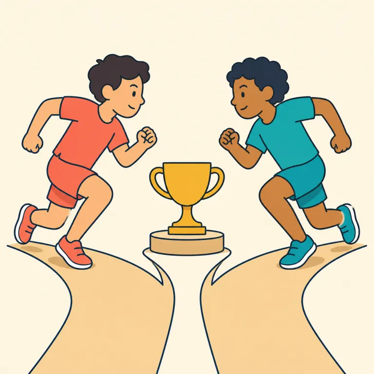 vie（争う・動詞）の覚え方イラスト — vie は単独で丸暗記するより、まず compete for ～ の少し硬い言い換えとして覚えると定着しやすい語です