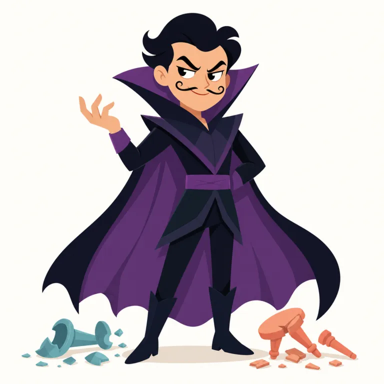 villainous（極悪な、邪悪な・形容詞）の覚え方イラスト — この用法では、villainous を単に「悪党のような見た目」ではなく、道徳的にひどく悪い・邪悪だという強い評価として覚えます