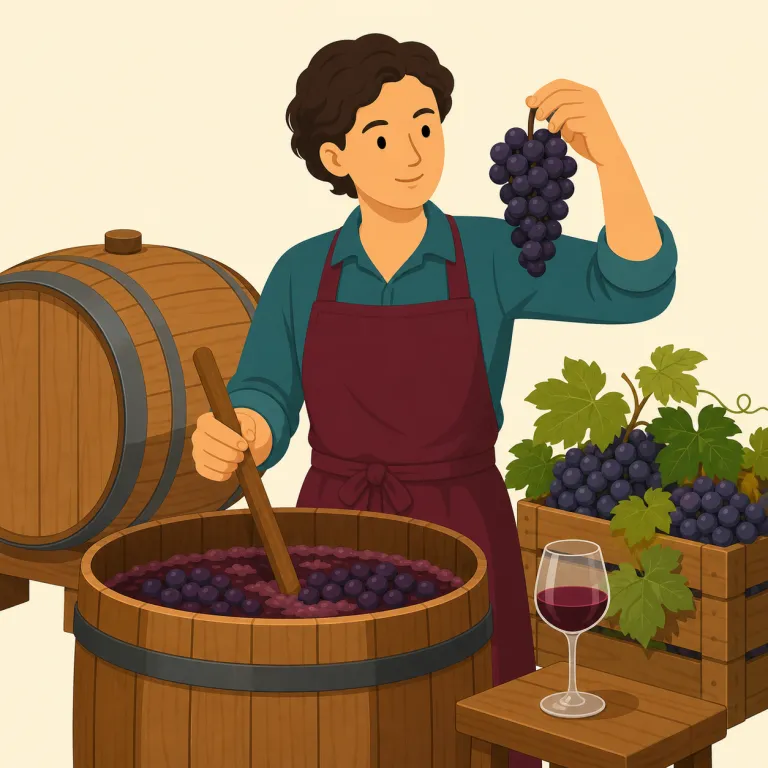 vintner（ワイン醸造家・名詞）の覚え方イラスト — vine（ぶどうの木）や vineyard（ぶどう園）を知っていると覚えやすい語です