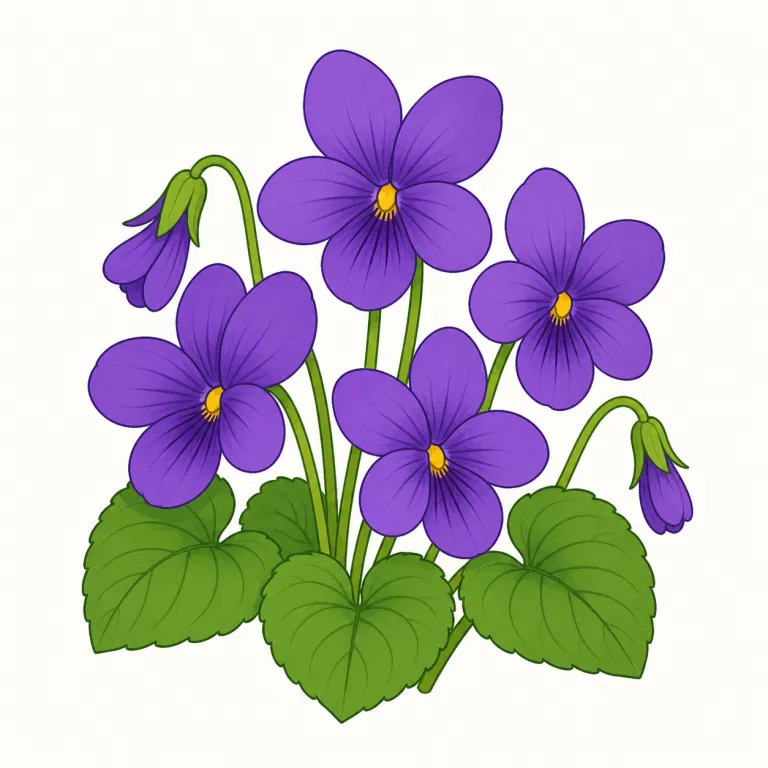 violet（スミレ・名詞）の覚え方イラスト — このエントリの violet は、色名の「紫色」ではなく、植物名の「スミレ」を指します
