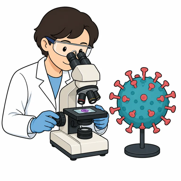 virologist（ウイルス学者・noun）の覚え方イラスト
