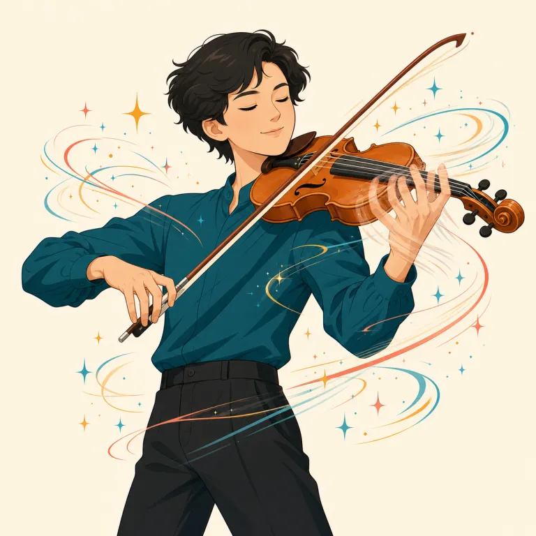 virtuosic（名人芸の、卓越した技巧をもつ・形容詞）の覚え方イラスト — まず名詞 virtuoso「名人・達人」を思い出し、その形容詞版が virtuosic と押さえると定着しやすいです