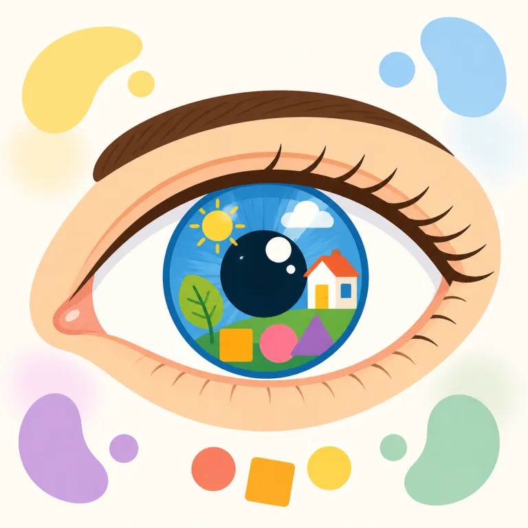 visual（視覚的な・形容詞）の覚え方イラスト — この visual は「目に見える」という状態そのものではなく、「視覚に訴える・視覚で理解させる」という性質を表す用法です