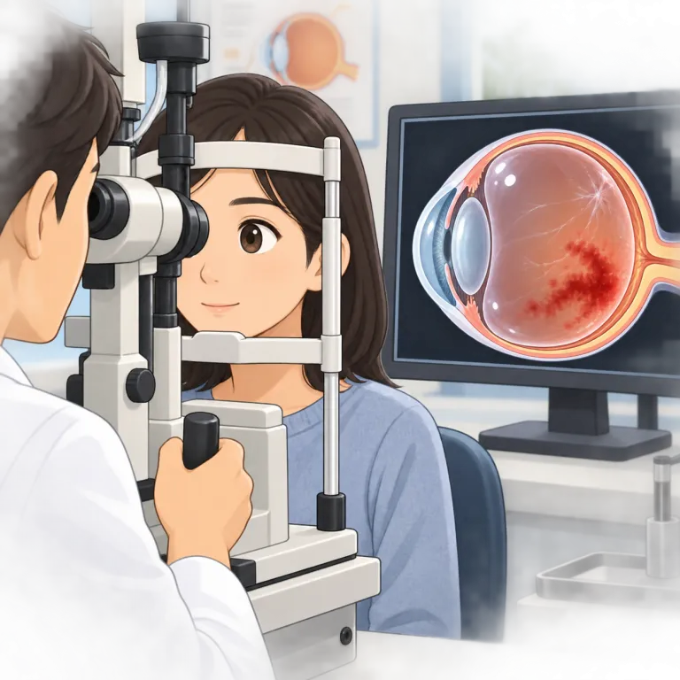 vitreous（硝子体の・adjective）の覚え方イラスト