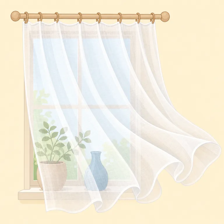 voile（薄手の織物・名詞）の覚え方イラスト — voile はつづりが veil「ベール」に近いので、向こうが少し透ける薄い布を思い浮かべると覚えやすいです