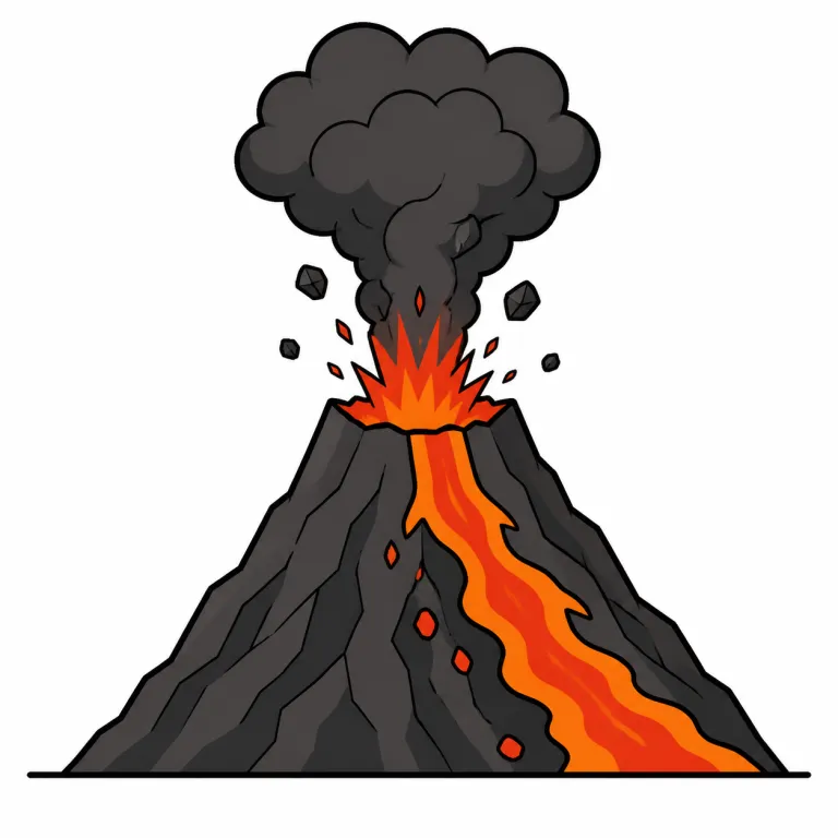 volcanism（火山活動・noun）の覚え方イラスト
