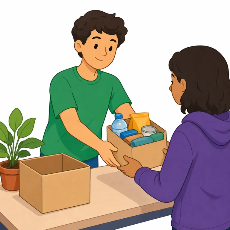 volunteer（ボランティア・名詞）の覚え方イラスト — volunteer は voluntary（自発的な）とセットで覚えると定着しやすい語です
